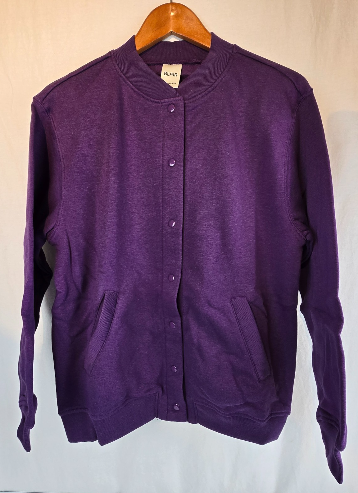 Blair Women&#39;s PS Fleece Jacket Snap Front closure Purple Warm Soft Cozy ... - $19.79