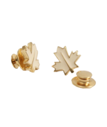 2 Maple Leaf Pins in Gold Tone Metal and White Enamel Tacks and Push Backs - £3.86 GBP