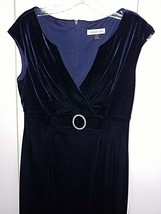 COLDWATER CREEK LADIES NAVY VELVET SLEEVELESS PARTY DRESS-8-POLY/SPANDEX... - $11.29