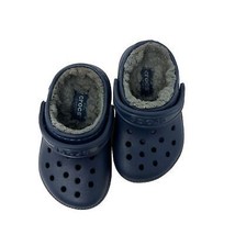 Crocs toddler 6 navy classic fleece lined slip on clog sandal shoes - £16.35 GBP