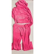Juicy Couture Bling Velour Tracksuit Hoodie &amp; Pants Set Hot Pink XL NWT - $96.84 CAD