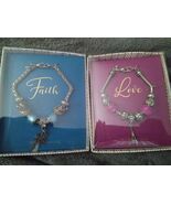Pair Of Fashion Bracelets Faith Blue Accents &amp; Cross, Love Pink Accents ... - $363.02 MXN