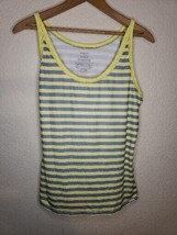 Patagonia Capilene 1 Silkweight striped athletic tank top size SMALL Yellow Gray - £14.48 GBP