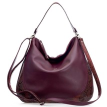 Bruno Rossi Italian Made Burgundy Red Leather Hobo Bag with Embossed Sna... - £304.22 GBP