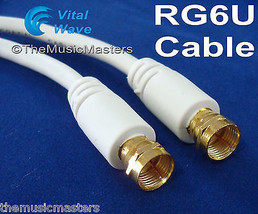 White 50&#39; ft RG6U Coaxial Digital Video Cable HD TV Satellite Antenna Wire VWLTW - £12.10 GBP