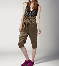 Joie Lucio Canteen Sandwash Satin Silk Cropped Pants Gathered Waist Loose 8 $218 - £109.49 GBP