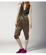 JOIE Lucio CANTEEN Sandwash Satin SILK Cropped PANTS Gathered WAIST Loos... - $189.43 CAD