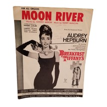 Vintage Breakfast At Tiffany&#39;s Organ Sheet Music Moon River Audrey Hepburn 1960s - £10.61 GBP