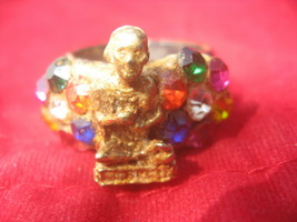 Holy Blessed Somdet Toh Metal Charm with Gem Ring Talisman Luck Life Thai Amulet - £23.91 GBP
