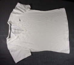 Nike DRI-FIT Slim Fit Athletic White Womans V Neck Busty Shirt Medium - £12.67 GBP