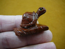 Y-TUR-LA-214) red little baby Turtle on branch soapstone carving stone FIGURINE - £6.86 GBP