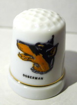 Doberman Dog Dobie decorated Porcelain Thimble Vintage - £6.97 GBP