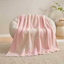 Angel Wings Knitted Throw Blanket Pink Microfiber Throw Blanket Super Soft Cozy  - £54.52 GBP