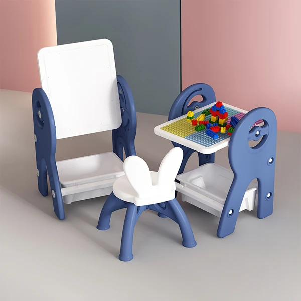 2 in 1 Kids Table &amp; Chair, Painting Board with Storage, Children Convertible - £133.96 GBP