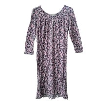 Eileen West Long Nightgown Floral Dress Sz M Tencel Long Sleeve Pink Ros... - $19.99