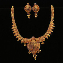 22k Stamp Indian Gold 17.5/3.2cm Necklace Earring Sets Mother Bestseller Jewelry - £3,199.22 GBP