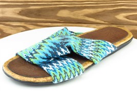 Sun Luks Sz 10 M Blue Slide Fabric Women Sandals - £15.53 GBP