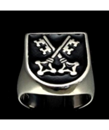 Sterling silver ring crossed Skeleton Keys of Heaven medieval Papal coat... - $110.00