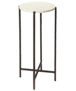Accent Table Modern Contemporary Round Twisted Legs White Distressed Marble - $389.00