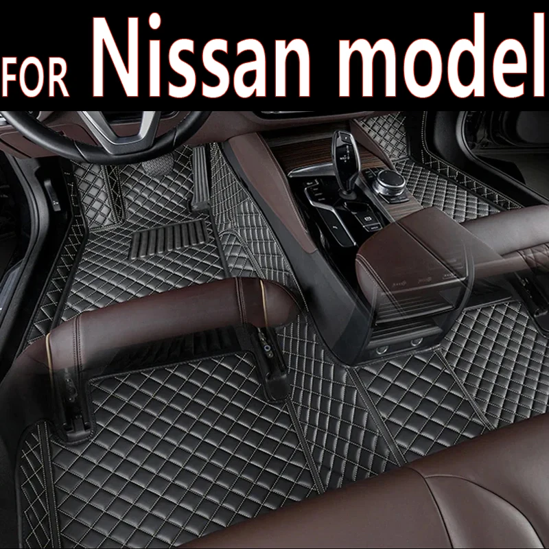 Leather Car Floor Mats For Nissan Pathfinder Altima Rogue Note Navara Tiida Leaf - £74.75 GBP