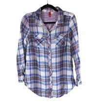 Divided H&amp;M Womens Flannel Shirt Cotton Plaid Pockets Blue Purple 6 - £3.92 GBP