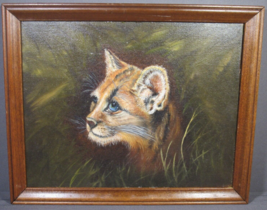Original Oil Painting 8 x 10 &quot;TIGER CUBBY&quot; Framed Artist Signed Pat Keely READ - £54.86 GBP