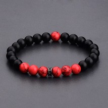 DOUVEI 8MM Black Matt&Red Beads Yinyang Bracelets For Women Trendy Bracelet Men  - £9.26 GBP