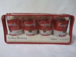 Vintage Anchor Hocking Campbell&#39;s Soup Glasses Set Of 4 U.S.A. Original Packing - £30.37 GBP