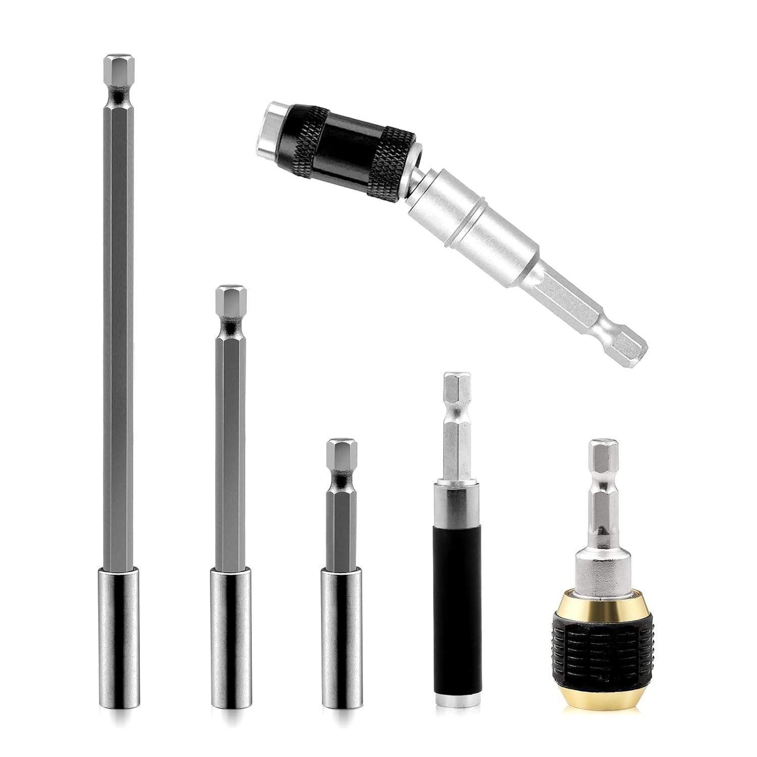 Drill Bit Holder Extension 6Pc Flexible Magnetic Swiveling Bit Tip Holde... - $21.71