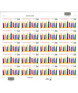 2001 34c Hanukkah, Festival of Lights, Sheet of 20 Scott 3547 Mint F/VF NH - $9.27