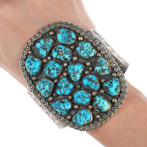 7&quot; Vintage Navajo Sterling and turquoise nugget cluster bracelet - $1,522.87