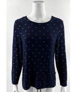 Chicos Foiled Dot Top Size 1 / US M Navy Blue Gold Polka Dots Tee Shirt - $33.33 CAD