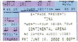 Billet Vintage De Tina Turner 16 Juin 2000 Continental Arena New Jersey - $39.59