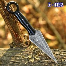 AUTHENTIC Double-Edge Damascus Needle Blade Dagger boot Knife EDC Throwi... - $23.75