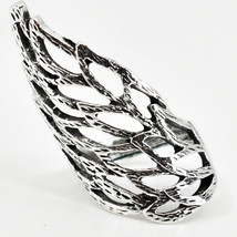 Bohemian Vintage Inspired Silver Tone Angel Bird Feather Wing Statement Ring - $11.99
