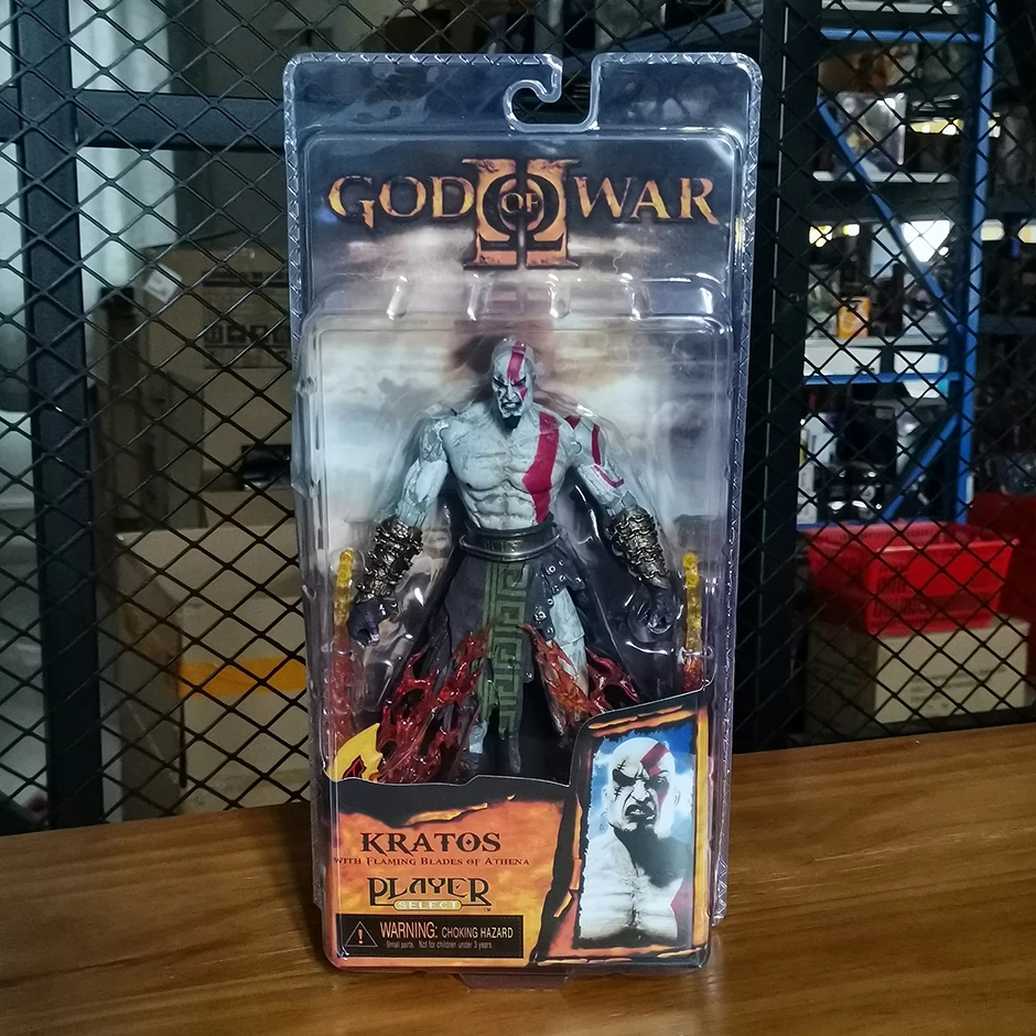 God of war kratos with flaming blades of athena action figure model toy for collectible thumb200