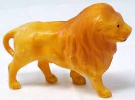 Yellow Lion Celluloid Toy Figurine Black Eyes Walking Vintage - £9.03 GBP