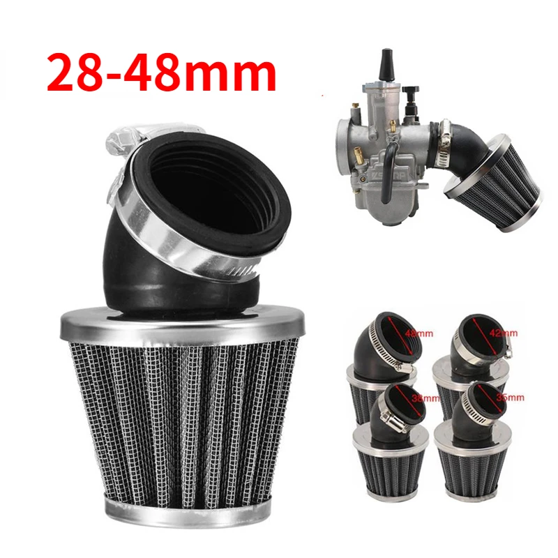 Universal Motorcycle Air Filter 28-48mm Cone Style With 45 Degree Bend Inlet - £14.21 GBP+