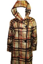 Angel Plaid Side Button Long Hooded Rain Jacket Gold Multi - €90,62 EUR
