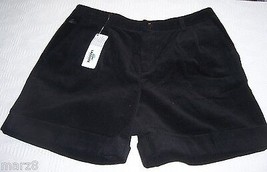 NWT Lacoste Black Corduroy Cuffed Shorts Misses Size 8 Cotton - £23.34 GBP