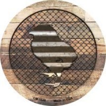 Corrugated Chick on Wood Novelty Circle Coaster Set of 4 - £15.69 GBP