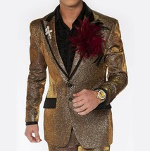 Men’s Gold-Black Fashion Prom | Wedding | Tuxedo | Blazer | Jacket - £158.49 GBP