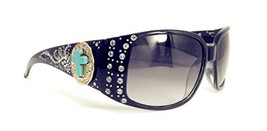 Texas West Sunglasses with Turquoise Agate Cross Concho and Bling Rhinestone Acc - £19.13 GBP