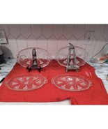 Indiana Glass Grape Snack Plates, Set of 4, Clear Crystal Oval Dish, Gra... - $21.72 CAD