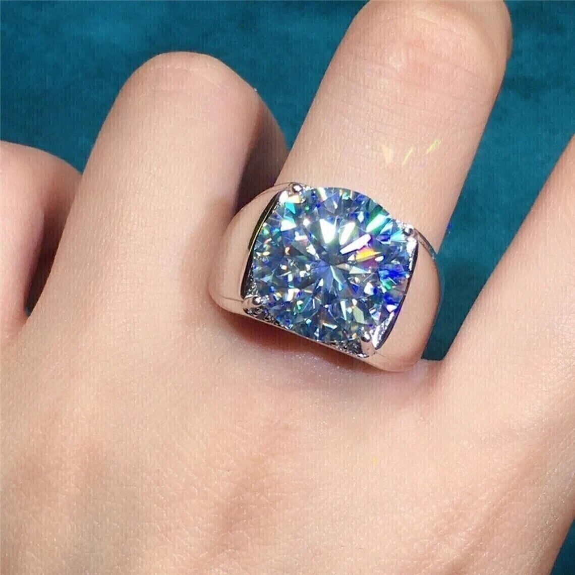 Bague Fiançailles Solitaire Moissanite 3,53 Ct Coupe Asscher Plaqué Or Blanc 14k