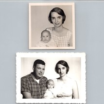 Vintage 1950s Baby Mom Dad Portraits Black &amp; White Photos West Haven CT Lot of 2 - £15.88 GBP