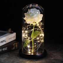 LED Enchanted Galaxy Rose 24K Gold Flower With Fairy String Lights black base wh - £22.58 GBP
