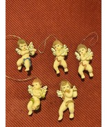 Vintage Cherub Ornaments Set Of 5 Christmas Holiday Decorations 2 Inch  - $468.03 MXN