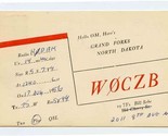QSL Card W0CZB Grand Forks North Dakota 1956 - $13.86