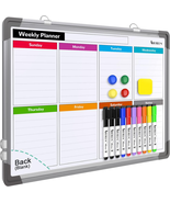 Small Weekly Calendar Dry Erase Whiteboard for Wall, 16&quot; X 12&quot; Magnetic ... - $490.37 MXN
